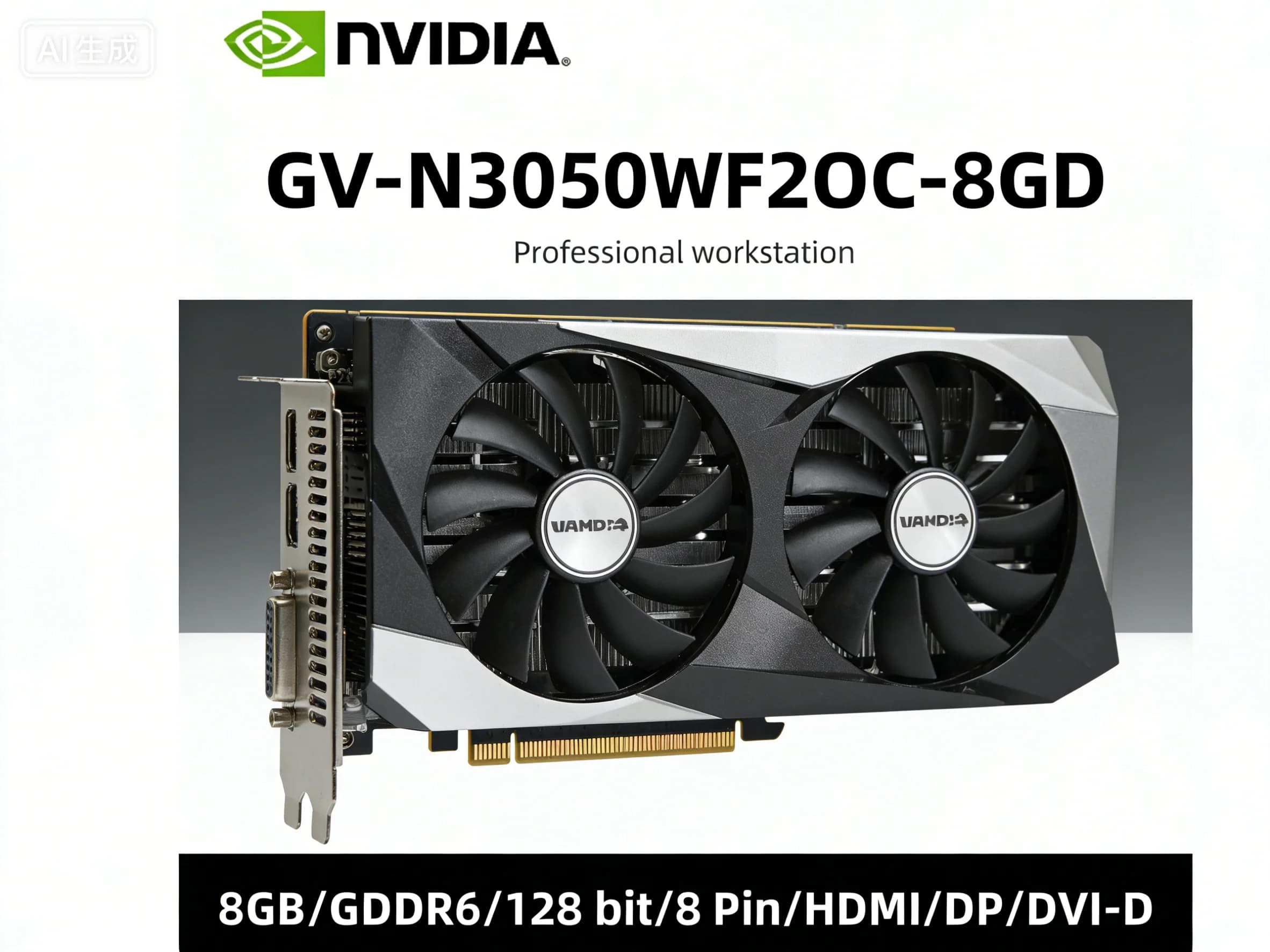 Scheda grafica GIGABYTE RTX 3050 GPU GV-N3050WF2OC-8GD 8GB GDDR6 128bit supporto PCI-E 4.0 PSU 450W 8 pin DP1.4 HDMI 2.1 DVI-D