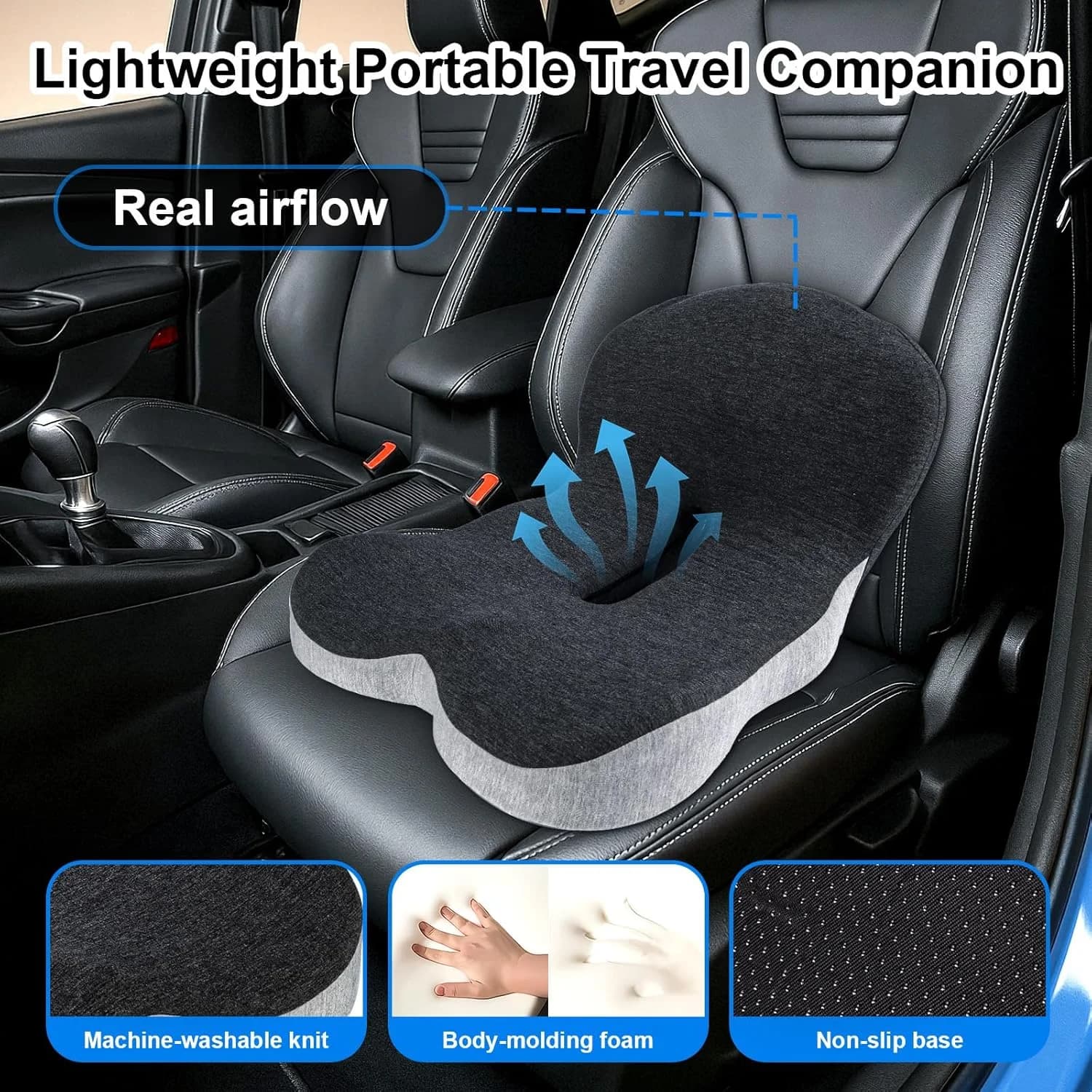 1PCS Cuscini per sedili in memory foam antiscivolo Cuscino per calzo Sciaticaback Sollievo dal dolore Comfort Sedia Seggiolino auto Cuscini per la vita