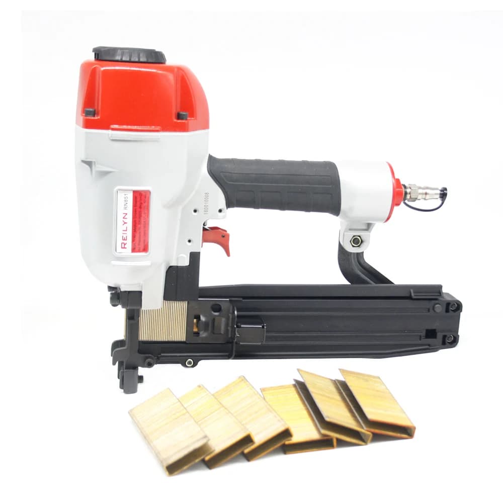 Reilyn Chiodatrice Pneumatica 16GA, Graffettatrice 7/16" 25-50mm a Corona Larga RN851 per Lavorazione del Legno, Coperture e Decorazioni