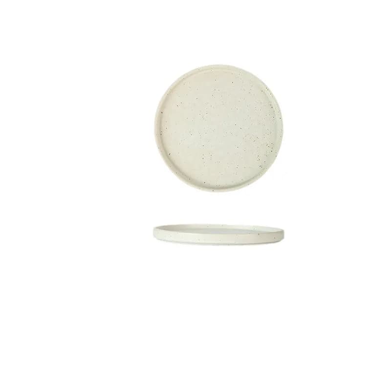 Piatto in ceramica in stile giapponese LTT, semplice piatto commerciale per pasta e pizza, piatto piatto creativo con motivo a pietra.