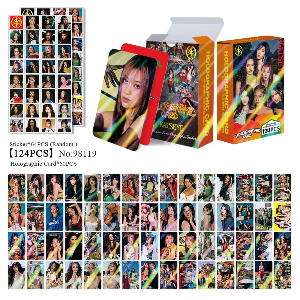 124Pcs/Set Kpop Idol KATSEYE New Album Series Flash Cards Stickers Lomo Card Daniela Yoonchae Lara Sophia Manon Megan Fans Gifts