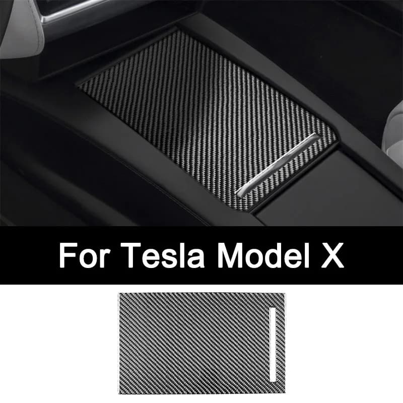 Per Tesla Model X, pannello scatola portaoggetti in fibra di carbonio premium Decora adesivo Accessori per la modifica degli interni Aggiornamento di lusso