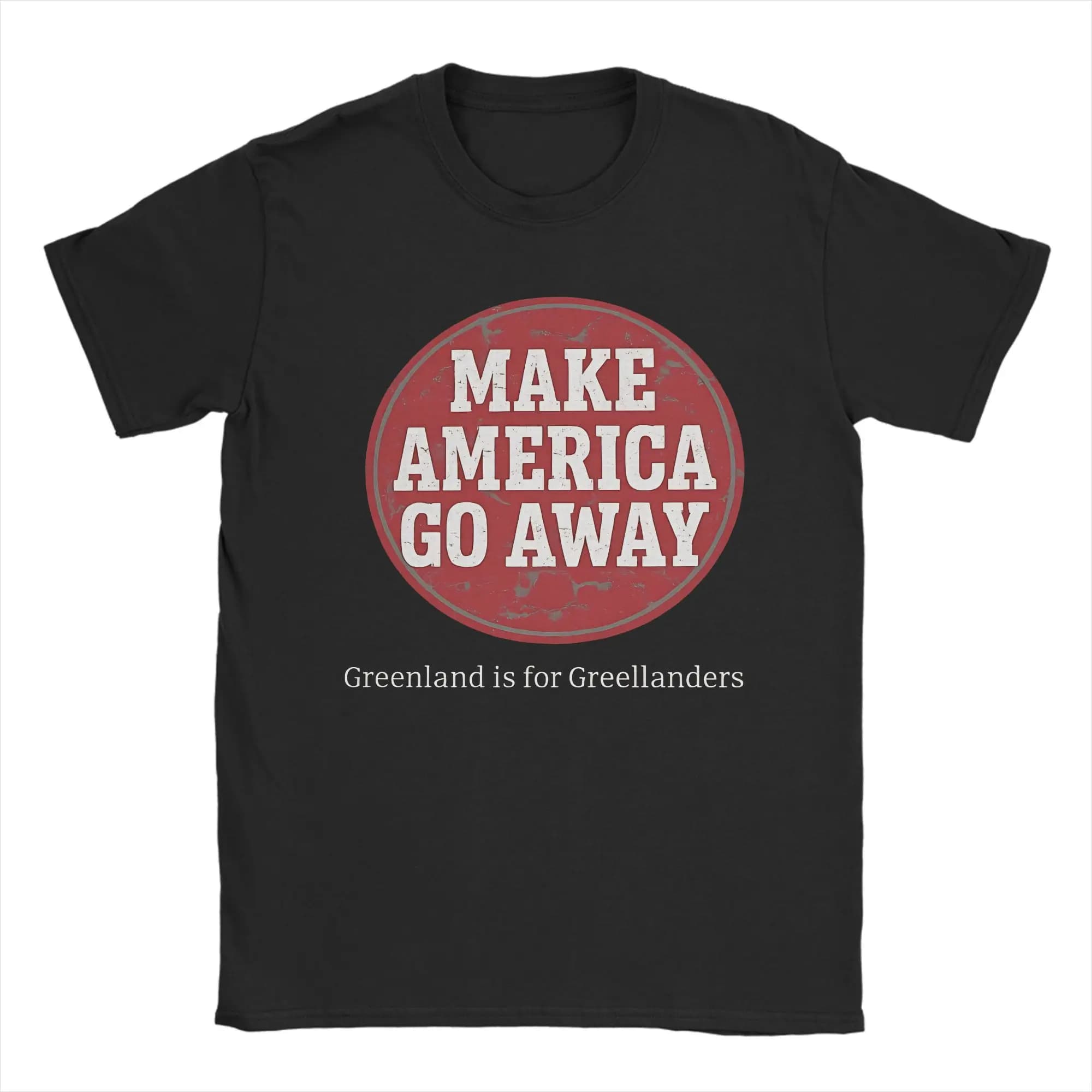 Maglietta stampata con design 'Make America go away Protection Statement', unisex, in cotone, Greenland MAGA, girocollo, top estivi.