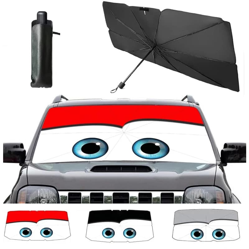 Estate Cartoon Eyes Parabrezza Parasole Ombrello Pieghevole Parasole per auto Copertura per finestrino anteriore per blocco raggi UV e protezione solare dal calore