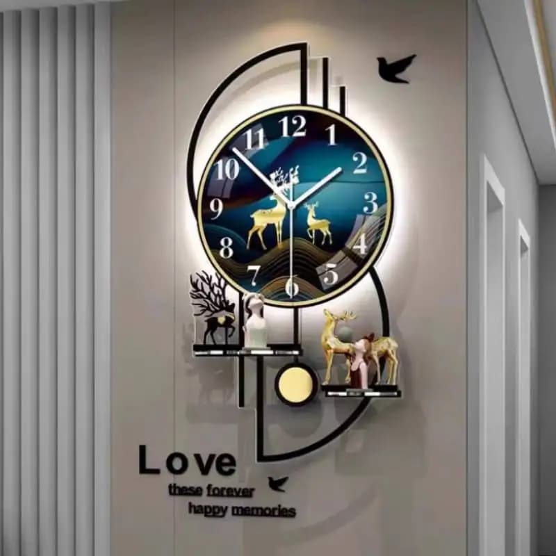 Elegante Orologio da Parete Premium, Design Digitale Dorato di Lusso, Grande Orologio da Parete Decorativo per Soggiorno