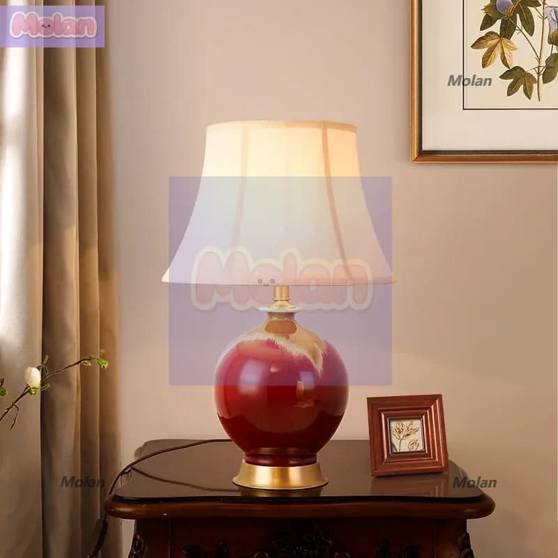 Jingdezhen ceramic table lamp bedroom bedside warm wedding room American table lamp living room sofa coffee table all