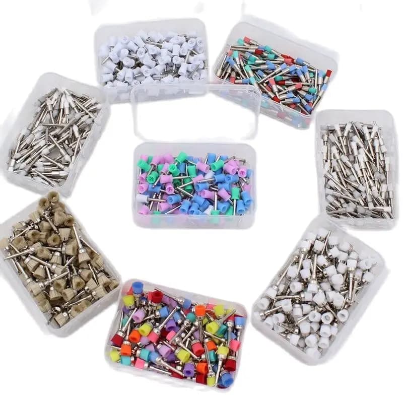 100 pcs Dental Profiling Brushes Polisher Polisher Type of disposable closure Mixed color plating used for removing stains and enamel