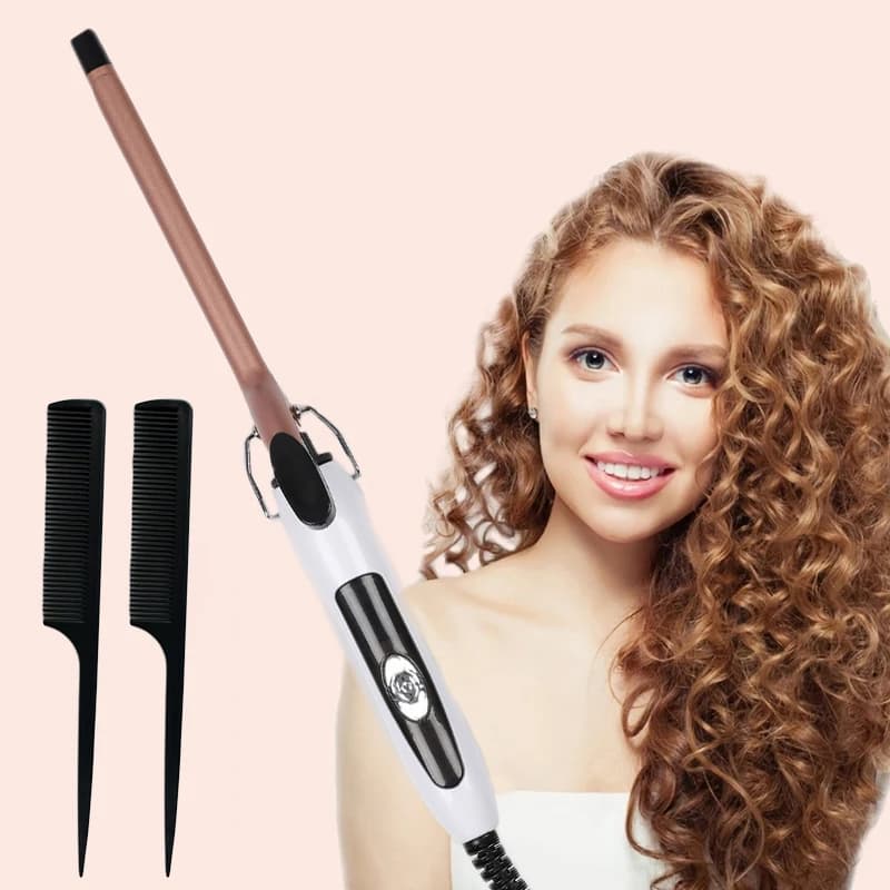 0.51 inch professional ceramic curling iron for permanent, wave control, rapid heating, two speeds
