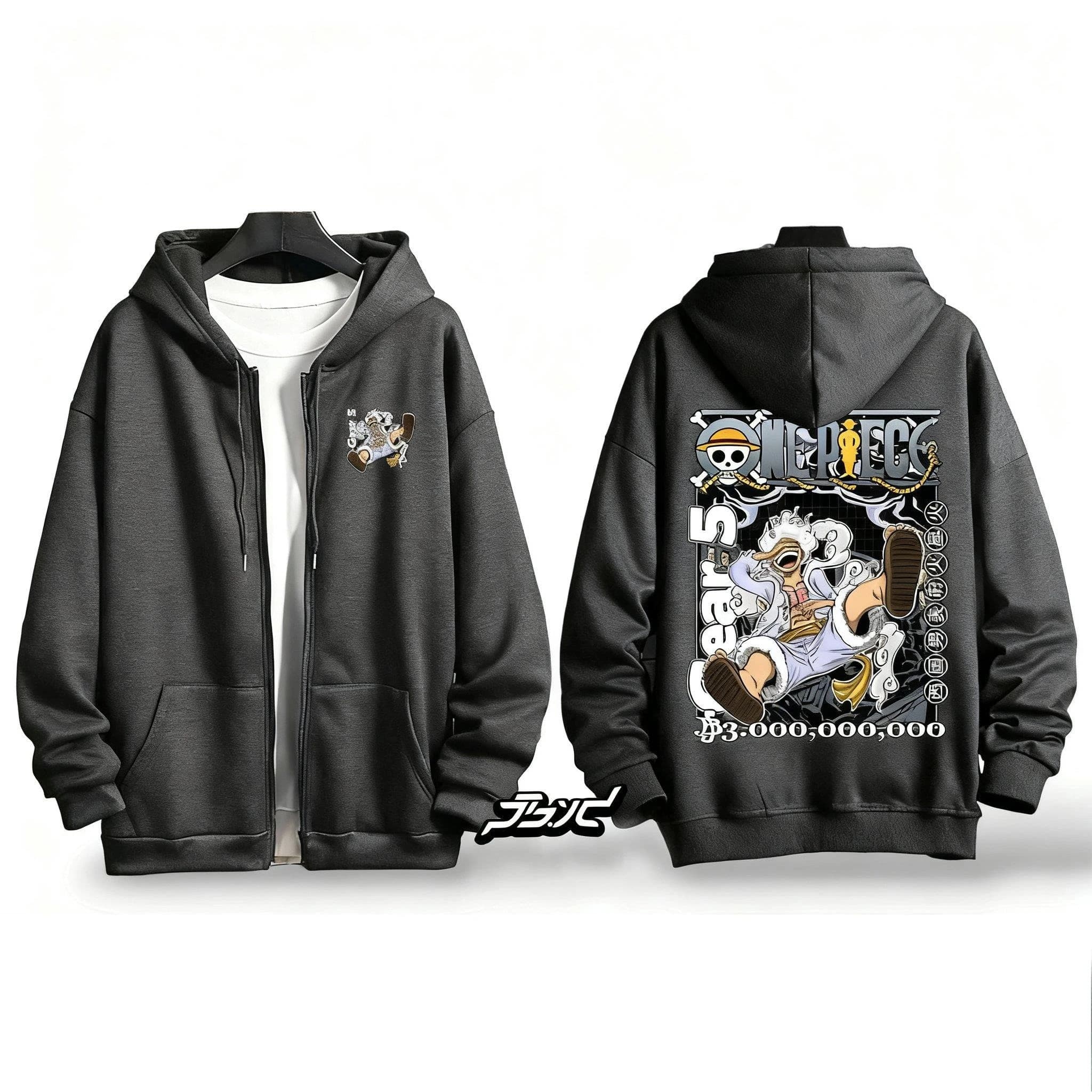 One Piece Gear 5 Rufy Anime Felpa con cappuccio Uomo Donna Giacca con zip Streetwear Pullover casual Felpa con cappuccio grafica cartoon autunnale