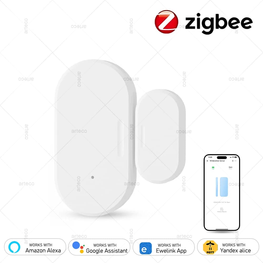 Ewelink ZigBee Sensore per porte e finestre Sensore di ingresso Sensore per porte antifurto Allarme domestico intelligente Protezione di sicurezza Funziona con Zigbee Gateway