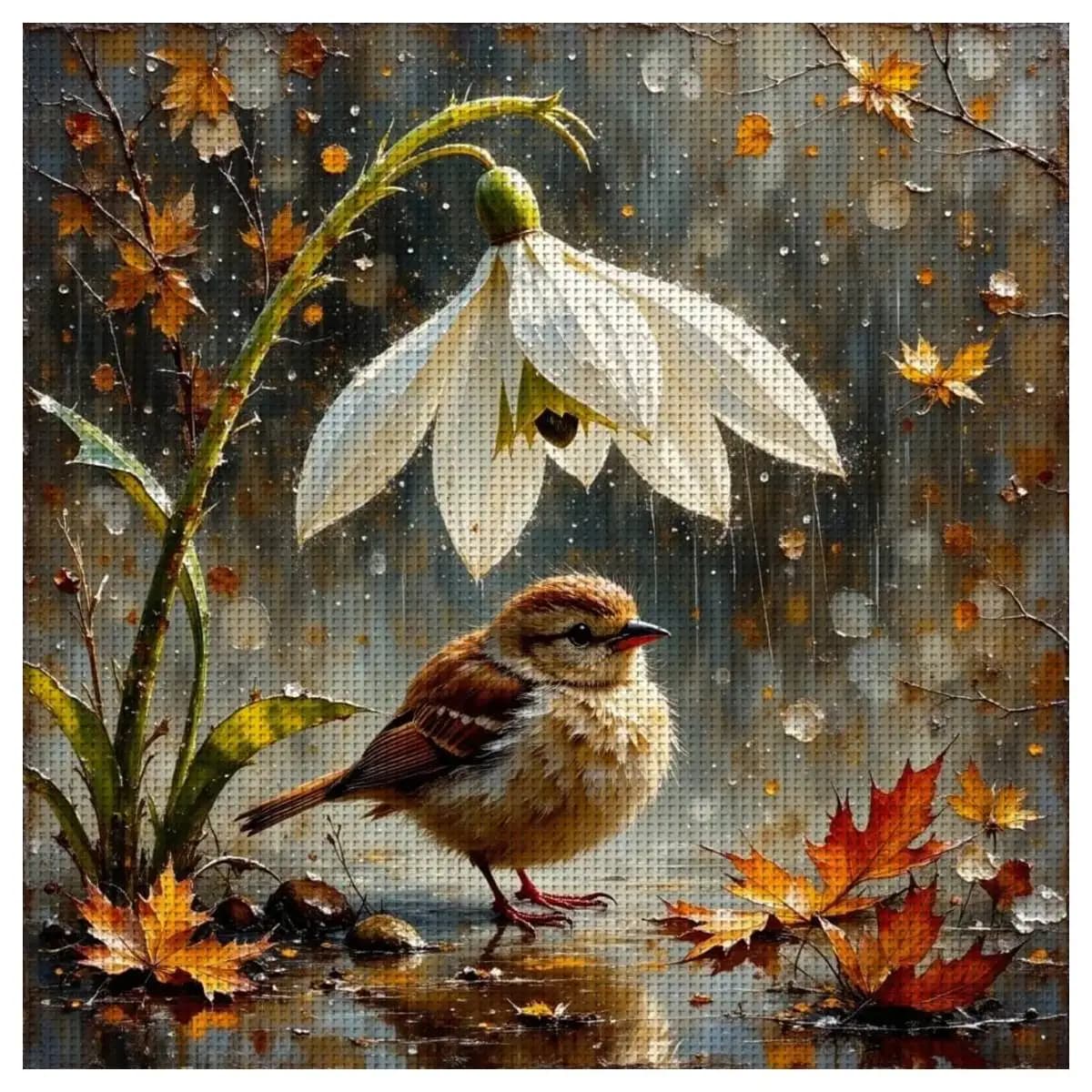 1pc 30X30CM/11.8inch The little bird under the flower stamped cross stitch kit DIY kit 11CT/14CT DIY Embroidered set DIY Cross-S