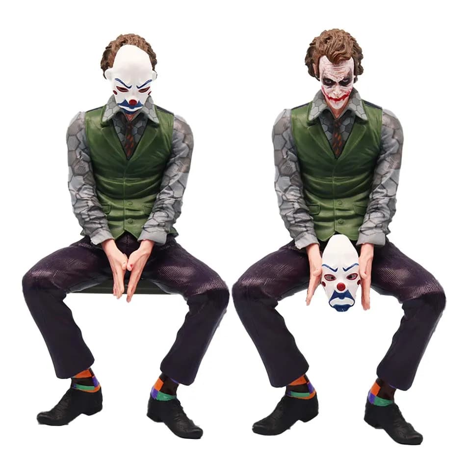 24 cm Joker Heath Ledger Action Figure Seduto Vestito Verde Palmare Joker Maschera Bambola Decorazione del Desktop Modello Giocattolo Regalo di Natale