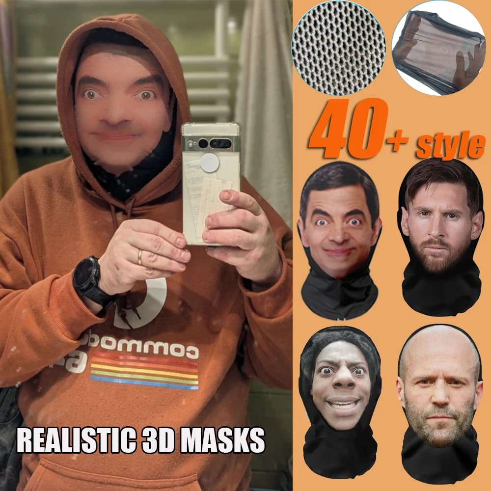 2026 Nuovo 3D Stampato Maschera Maglia Elastica Cosplay Copricapi Hip Hop Moda Maschera a pieno facciale Per Le Donne Degli Uomini Passamontagna Cappuccio Cappello Copricapo