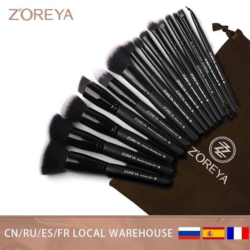 ZOREYA 7/15 pcs Black Makeup Brush Set Duvet Set Background Corrector Cosmetic Brush Makeup Mixing Beauty Tools