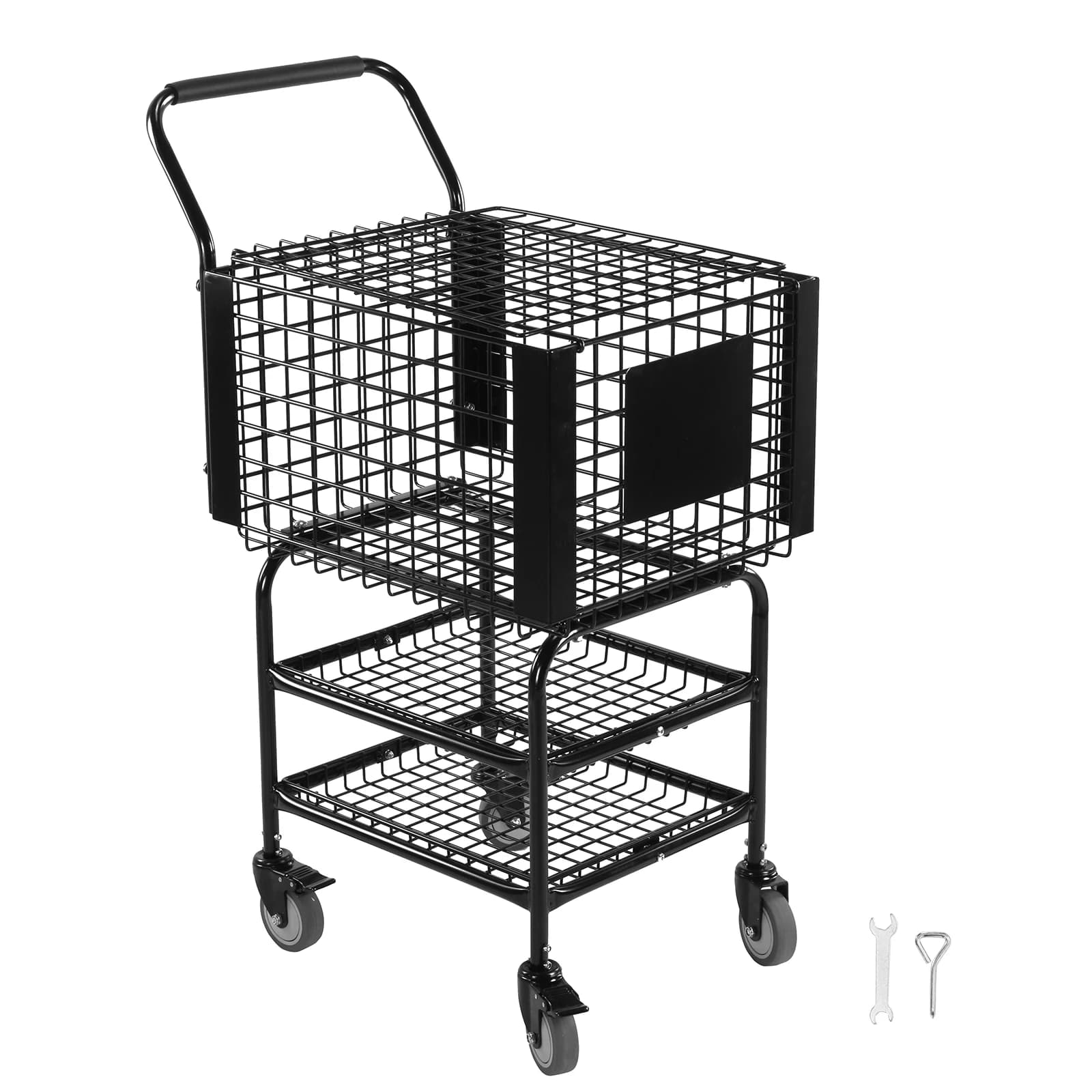 Carrello da Tennis Portatile di Grande Capacità, Trolley in Acciaio per 350 Palline, Ideale per l'Insegnamento e l'Uso in Campo