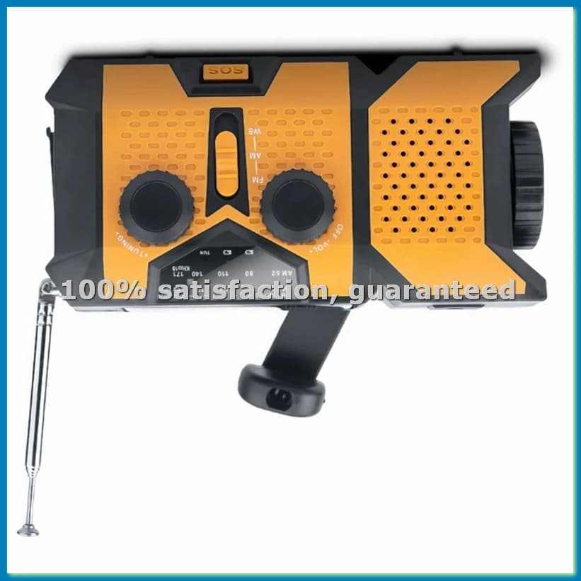 Radio Solare a Manovella con Torcia LED, Radio Meteo Portatile AM/FM/NOAA con Caricabatterie per Telefono da 2000mAh - ABHG