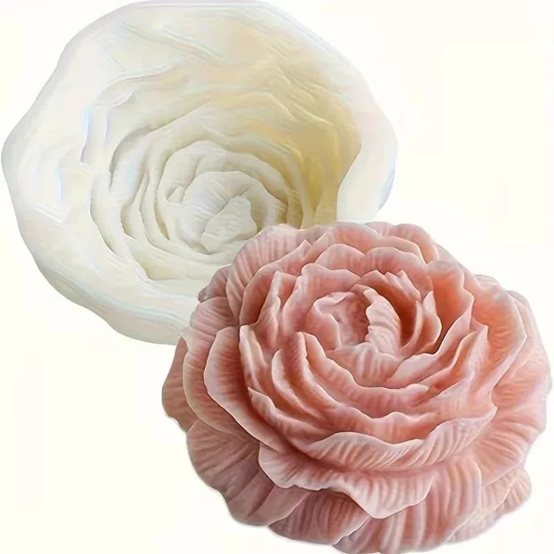 Stampo in Silicone per Candele a Forma di Peonia e Loto, Modelli 2026 - Ultimi Modelli, per Sapone Fatto a Mano, Pasta, Fondente e Cioccolato