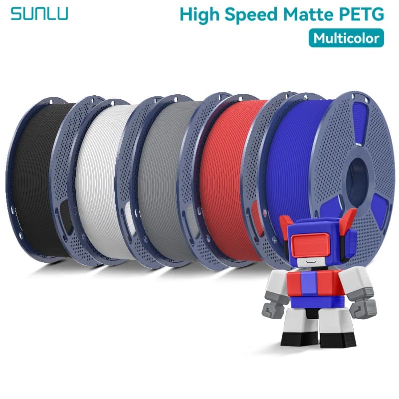 SUNLU Filamento PETG Opaco 5KG per Stampante 3D ad Alta Velocità 1.75mm, Alta Resistenza, Stampa Rapida e Fluida per Stampanti 3D FDM