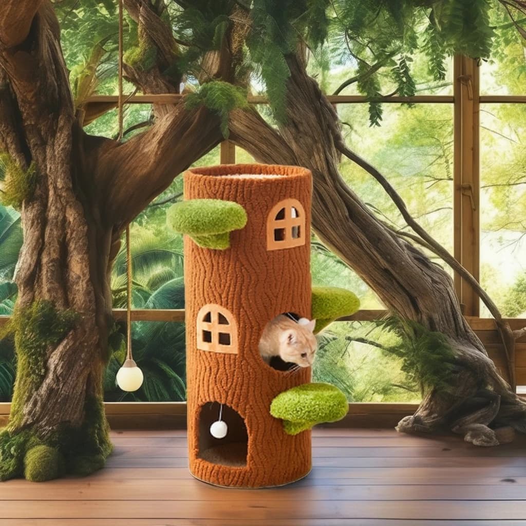 Struttura da arrampicata per gatti con nido per animali domestici con foro per albero per fancieri felini con scatola per giocattoli teaser per gatti Confezione di altri prodotti per animali domestici sostenibili