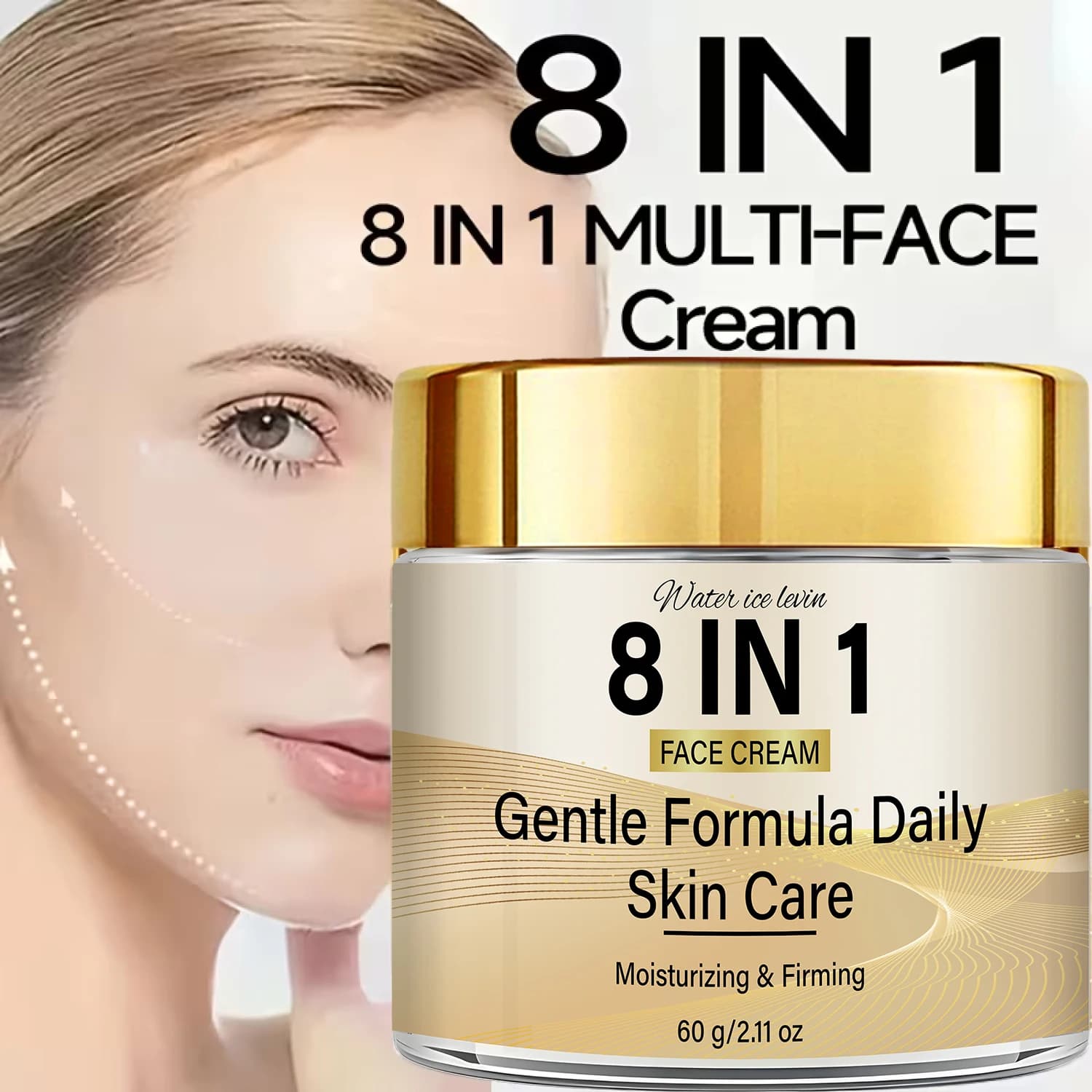 Crema Viso 8-in-1 Retinolo Collagene Vitamina C E. Acido Kojico Glutatione Niacinamide Acido Ialuronico. Idratante e Rassodante. 60g.