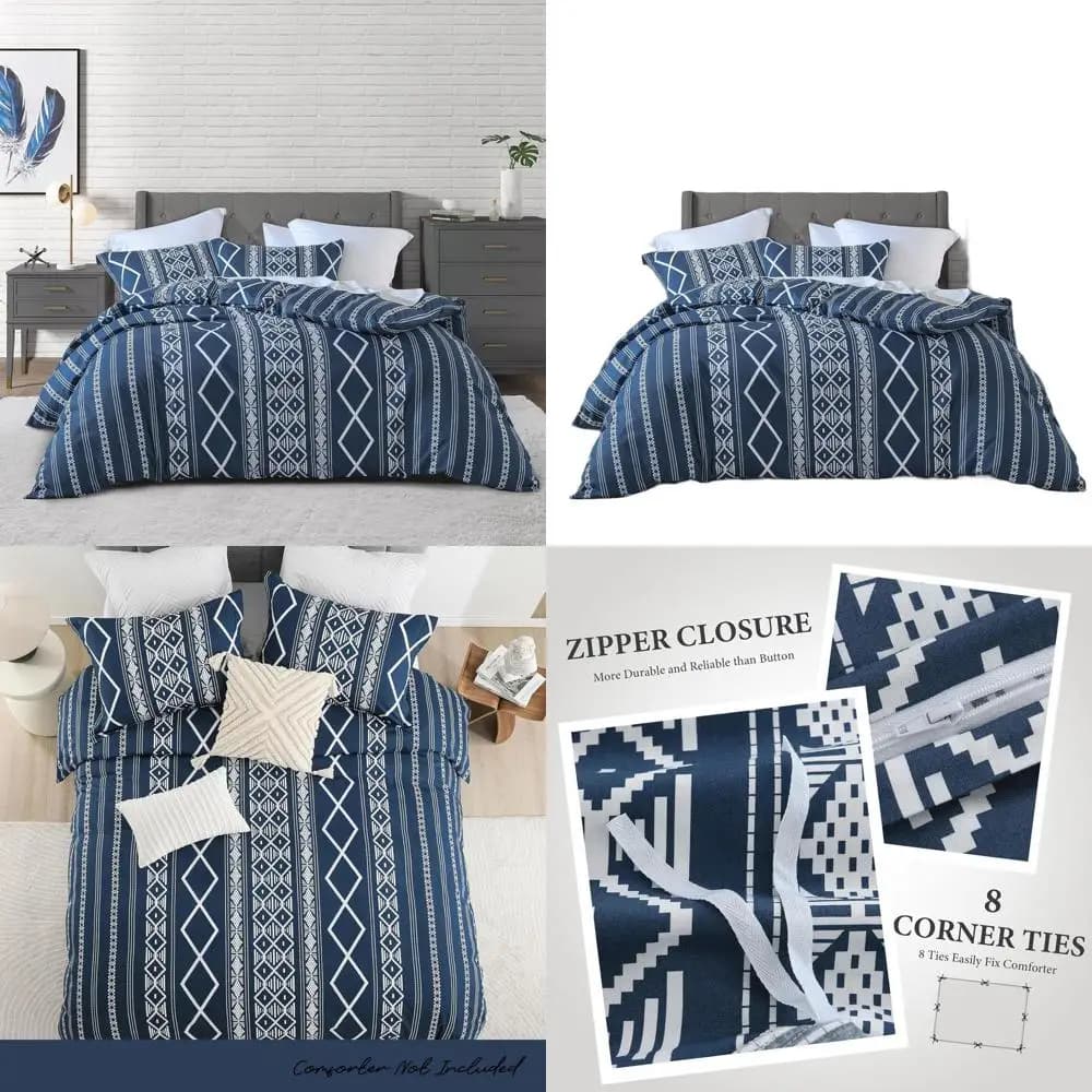 Boho cotton cover set King Size - Abstract motif, 3 pieces with 2 pillowcases