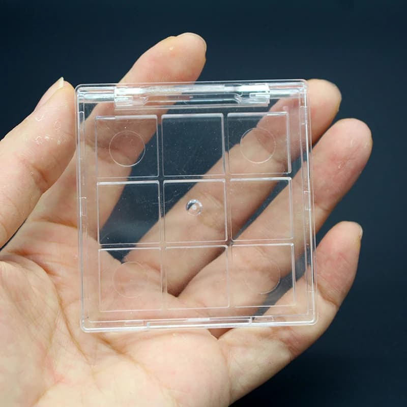Transparent 9 compartments for eye makeup, empty square case for umbrellas, DIY tray for eye shadows