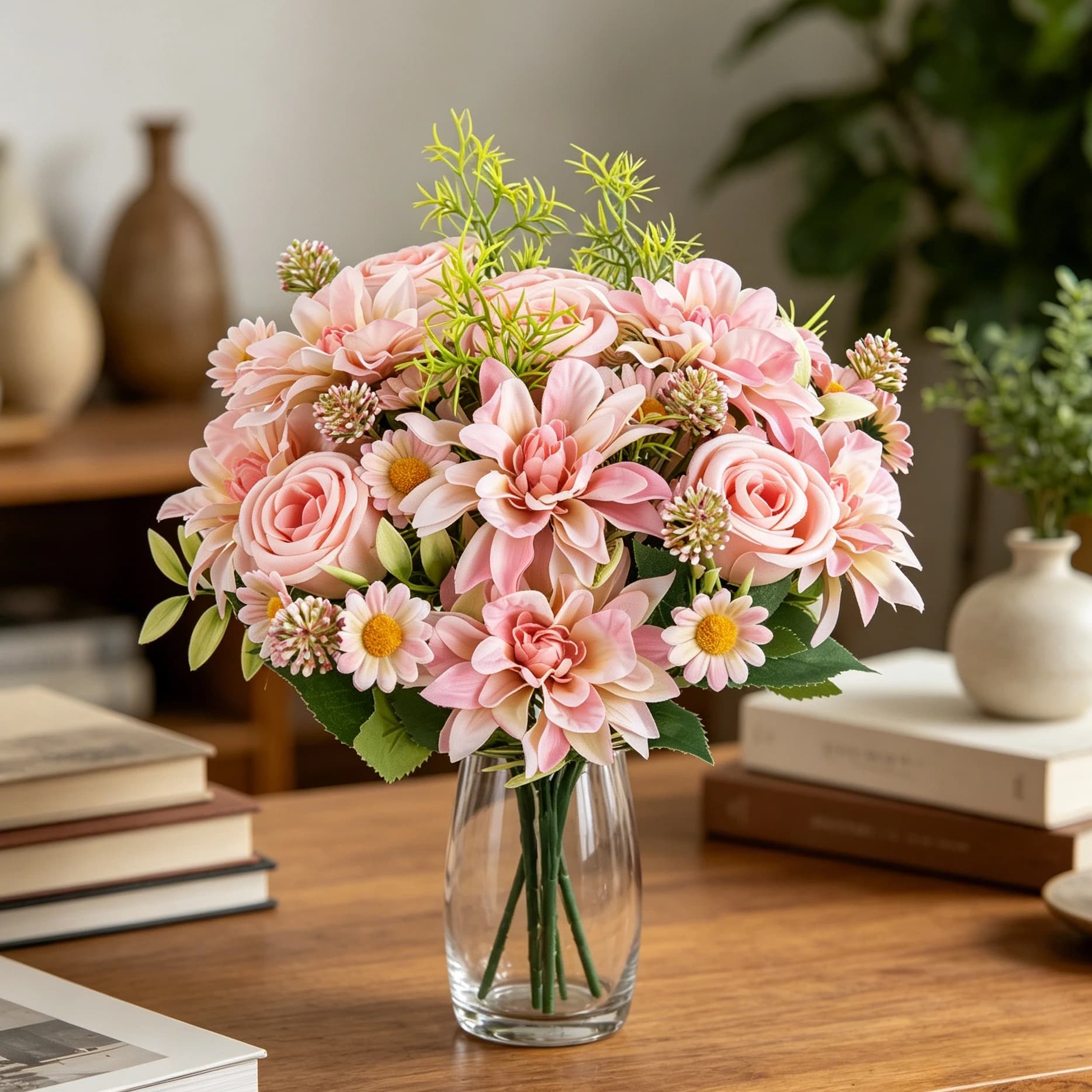 Fiori Artificiali in Seta, Rose e Dalie per Bouquet da Sposa, Regali Fai-da-Te, Decorazioni per Casa, Tavolo, Giardino e Pareti