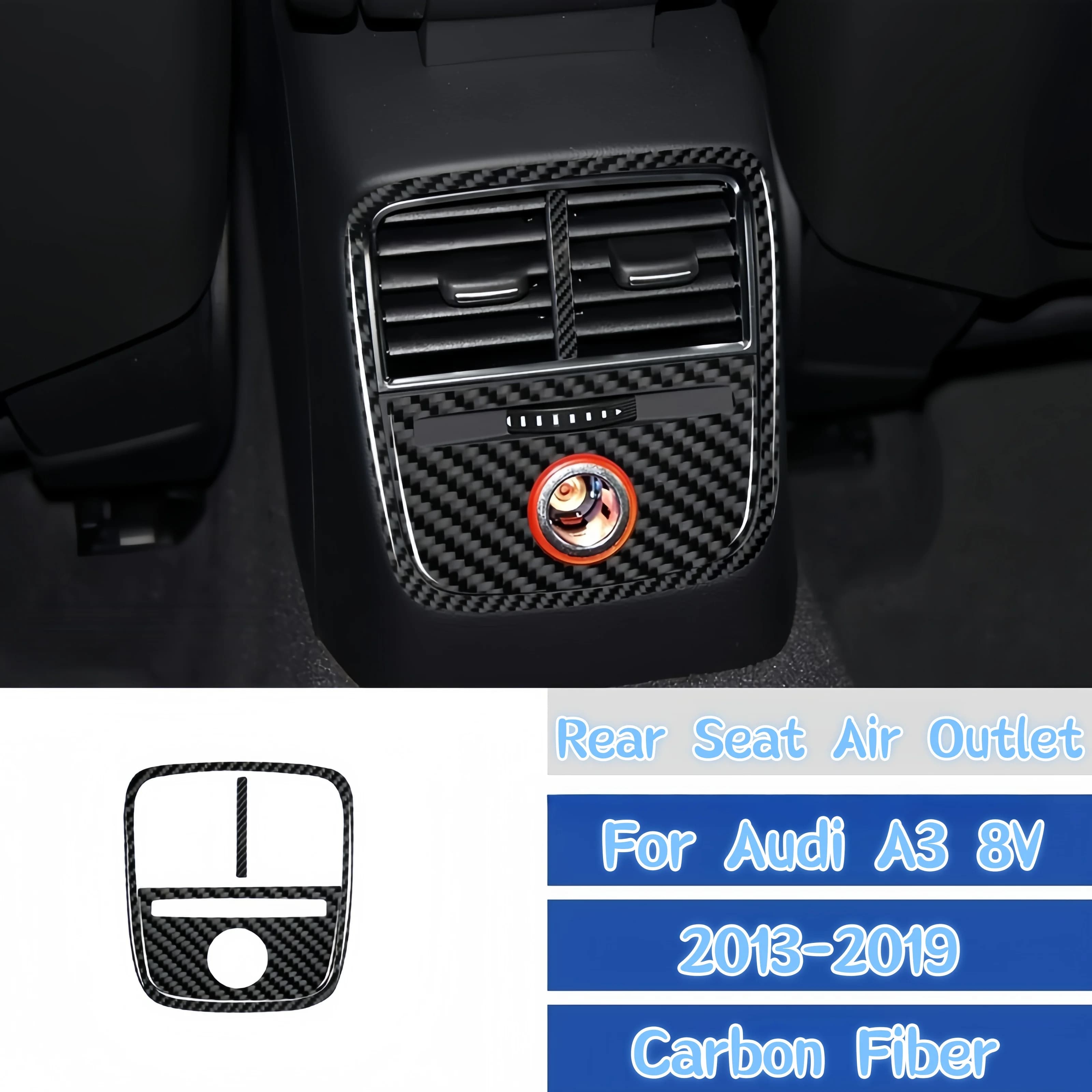 For Audi A3 8V 2013-2019 Interior Car Accessories Carbon Fiber Auto Rear Seat Air Vent Exit Trim Panel Cover Decor Stickers