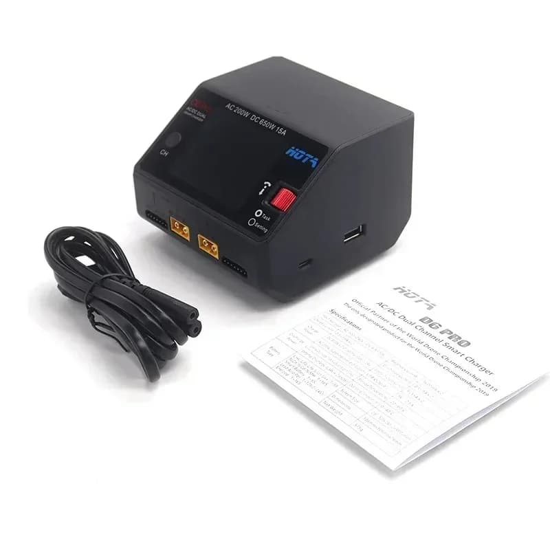 HOTA D6 Pro AC 200W DC 650W 15A D6 DC 2X325W 2X15A Charger With Wireless Charging for 1-6S Lipo LiHV/NiZn/Nicd/NiMH Battery