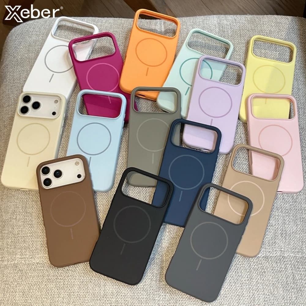 Per iPhone 17 Pro Max Air 16 15 14 13 12 Pro Max Plus, custodia magnetica in silicone liquido per ricarica wireless MagSafe, cover morbida