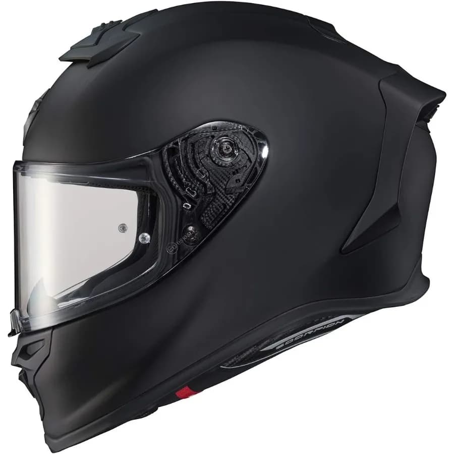 Casco moto integrale ScorpionEXO R1 Air con scudo Pinklock e tasche per altoparlanti Ready Bluetooth DOT ECE Solid Matte Bla