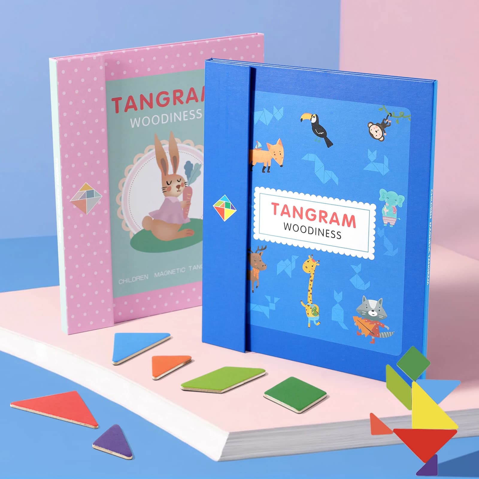 Gioco di puzzle magnetico in legno Tangram Block per bambini - Puzzle di intelligenza educativa Montessori Regalo per bambini
