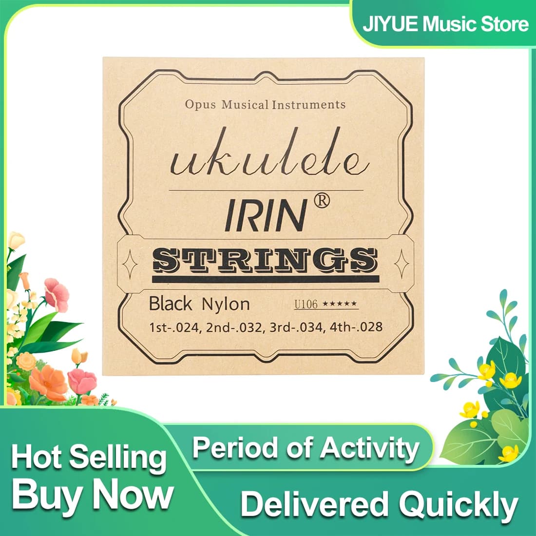 IRIN U106 Ukulele Guitar Strings Plastic Nylon Mix Soft Touch Bright Sounding 4 Strings Hawaiian Guitar Accessories&Parts