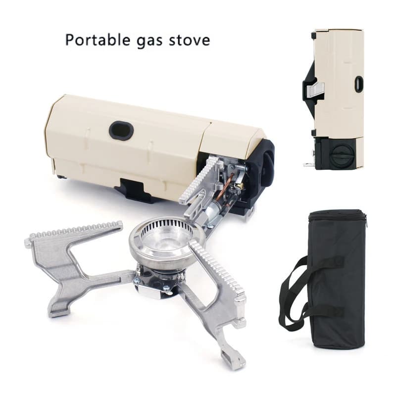 1pc portable camping stove, folding outdoor butane stove, backpack stove with enclosure, for picnic, camper