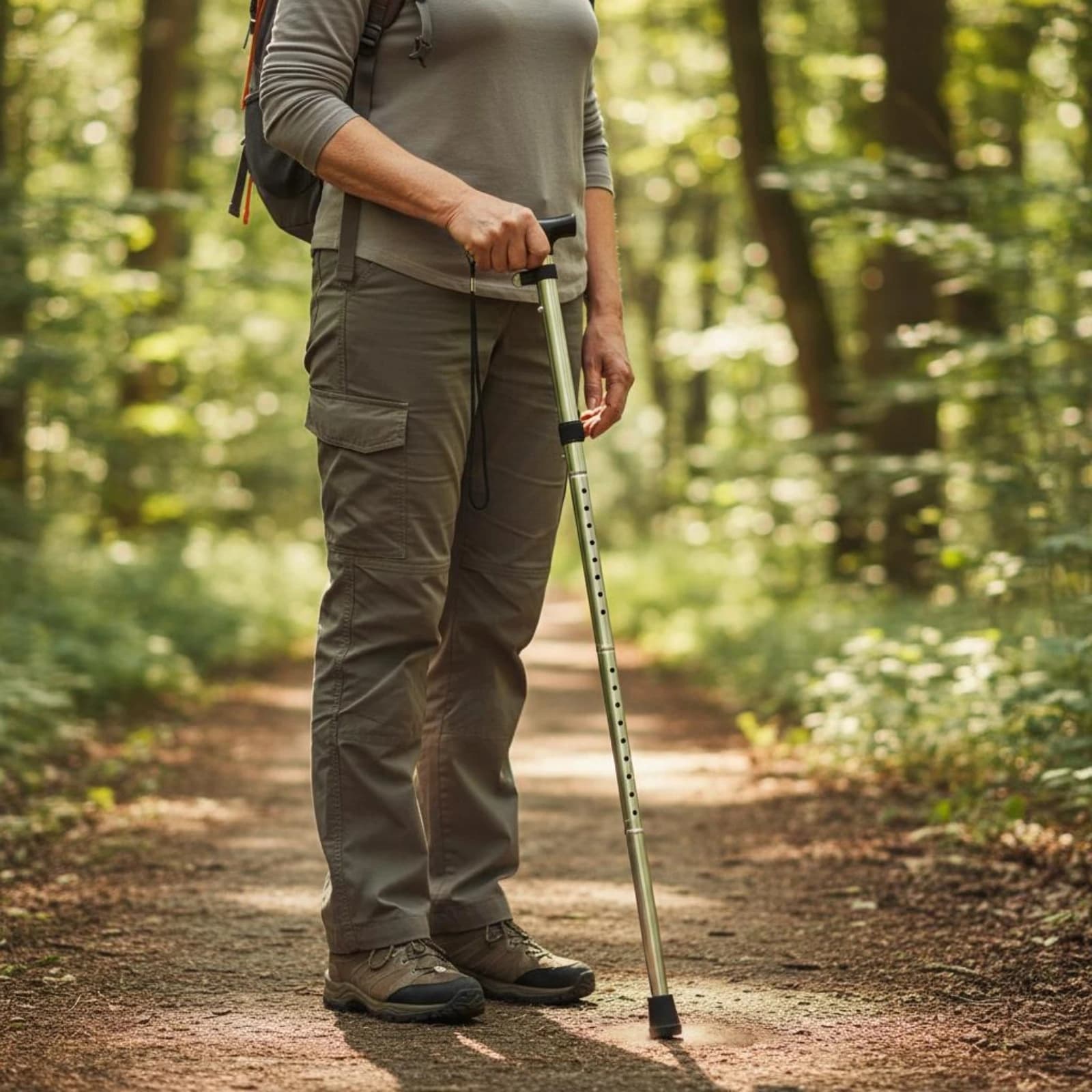 Adjustable Trekking Pole Anti-Slip Foldable Hiking Stick Outdoor Gear Lightweight Mobility Aid Portable for Trip