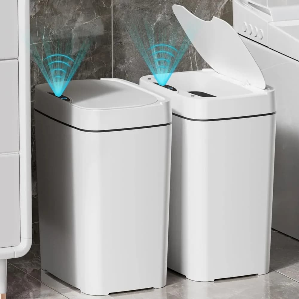 Set di 2 Pattumiere Sottili Senza Contatto da 2,7 Galloni con Coperchio e Sensore di Movimento, Impermeabili per Camera da Letto, Ufficio, Cucina