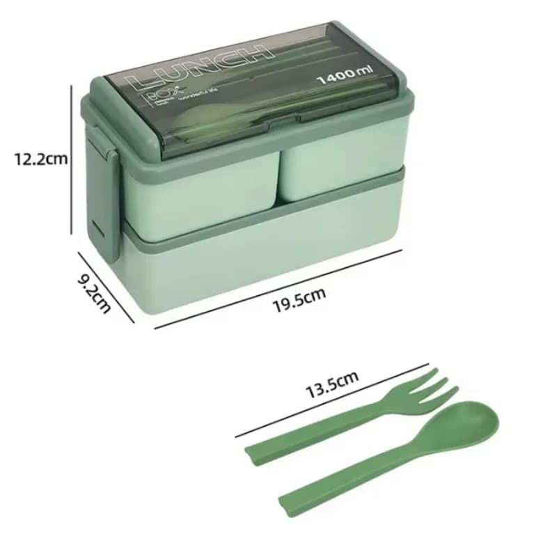 Scatola da pranzo portatile a doppio strato per bambini con forchetta e cucchiaio Scatole Bento per microonde Set di stoviglie Contenitore per alimenti