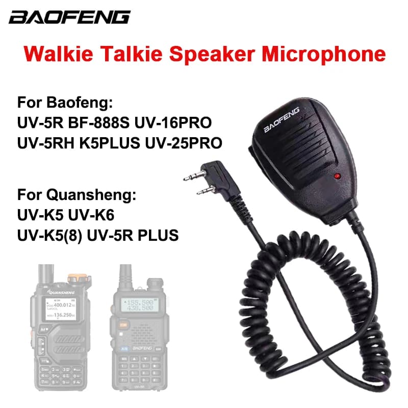 Microfono Altoparlante Baofeng Walkie Talkie UV-5R MIC a 2 Pin Portatile per 5RH BF-888S UV-16 PRO Quansheng UV K5 K6 Accessori Radio