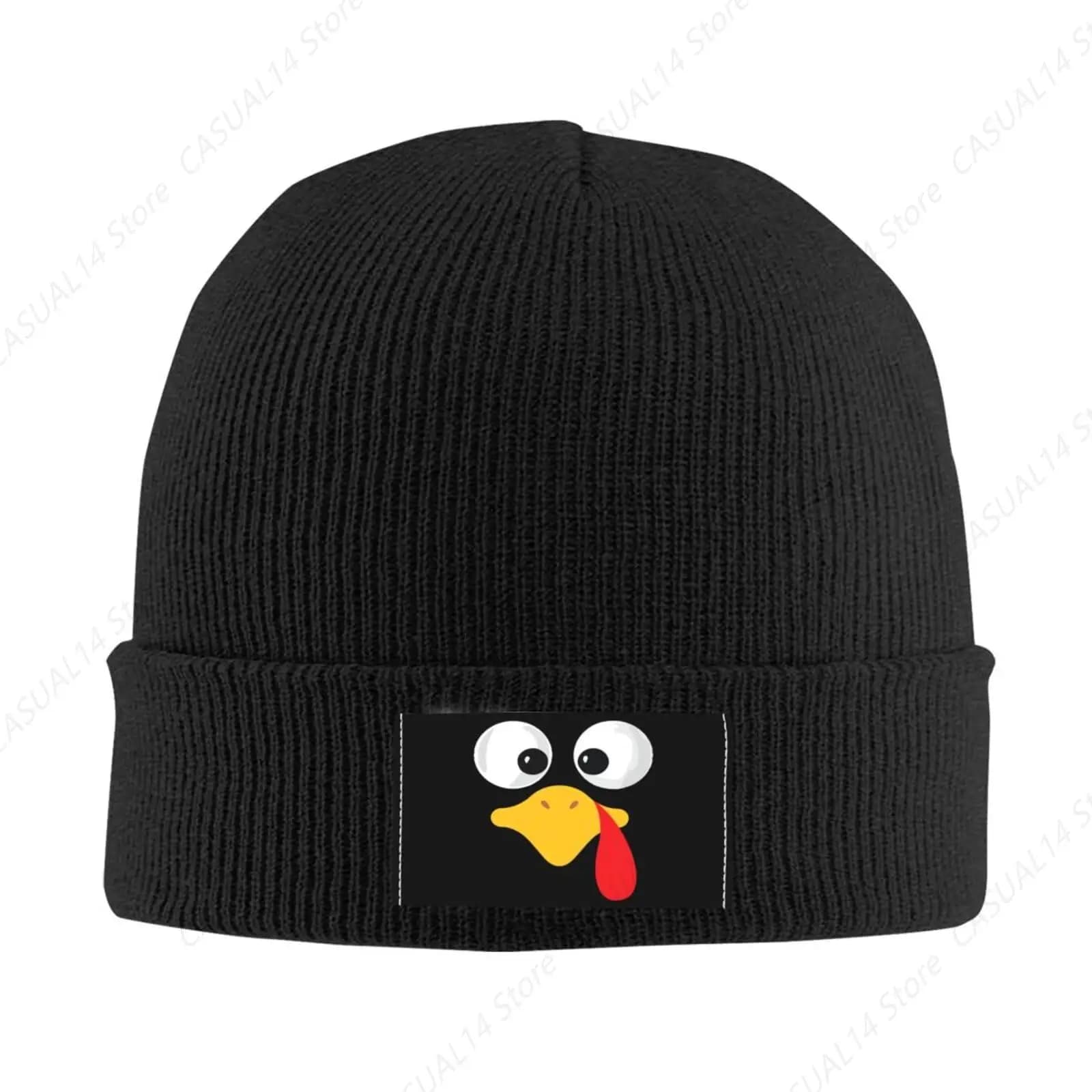 Thanksgiving Turkey Knit Cuffed Beanie Warm Winter Hats Skull Cap Fashion Ski Hat for Men and Women