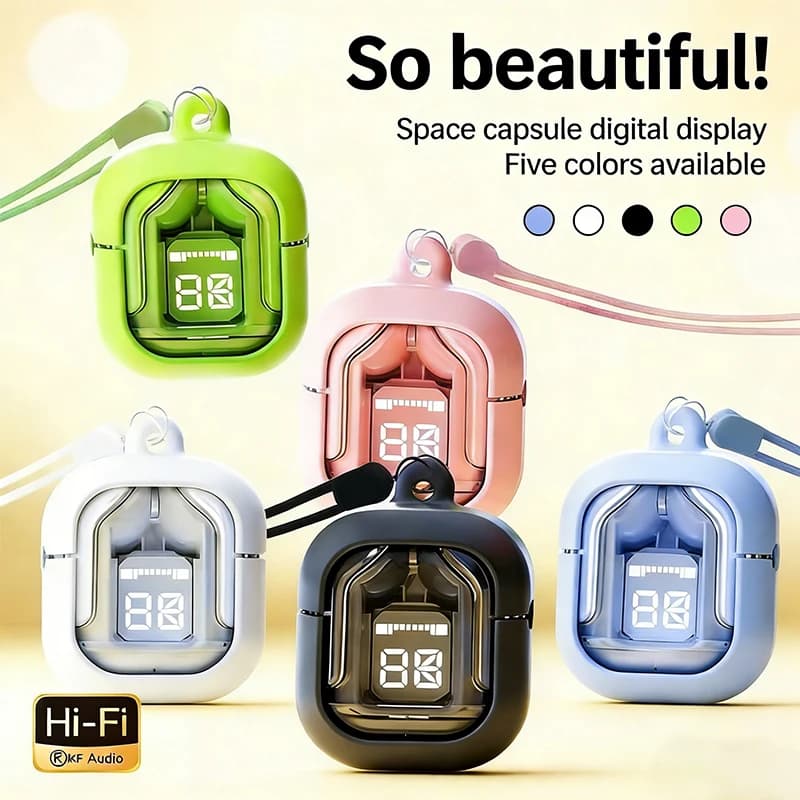 AIR31 - Bluetooth wireless in-ear earphones with microphone and LED screen (Buy headphones and receive protective case + cord)