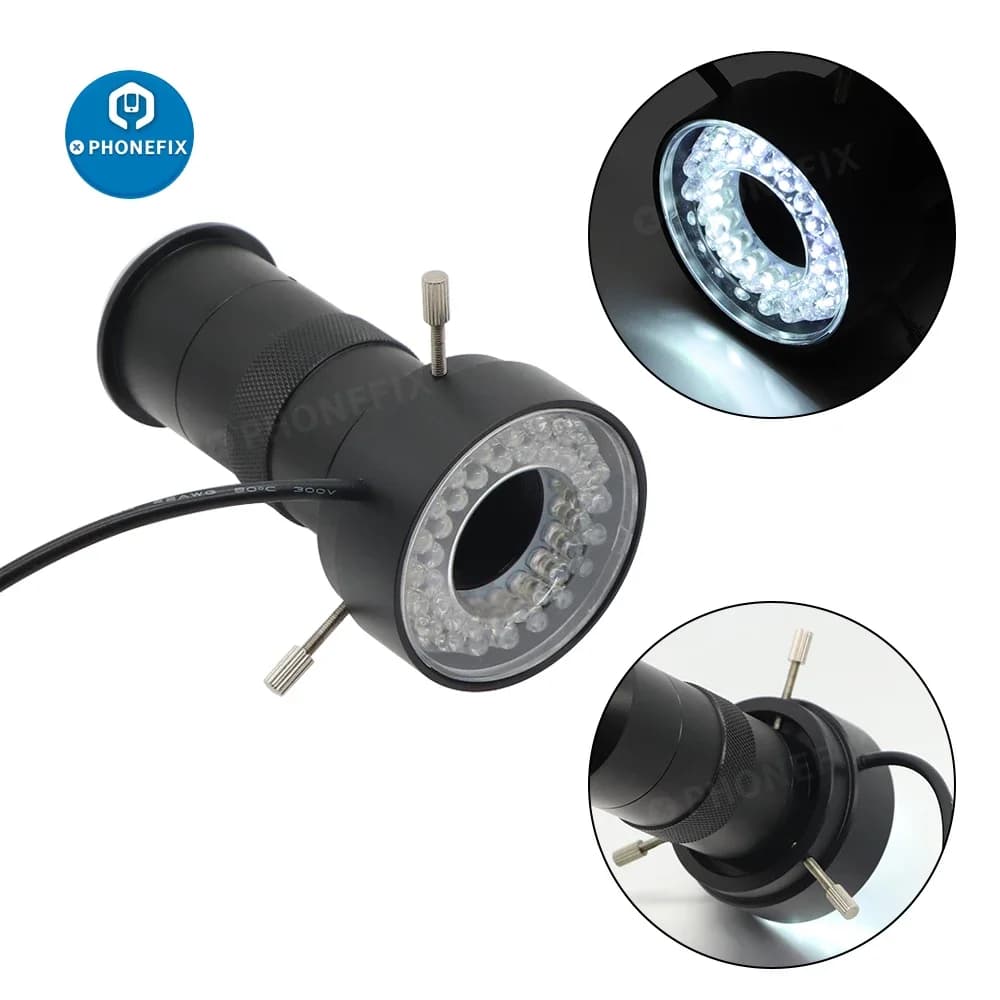 Microscope 40 LED Ring Light Lamp 0-100% Brightness Adjustable LED illuminator for Digital Video Monocular Microscope Lighting