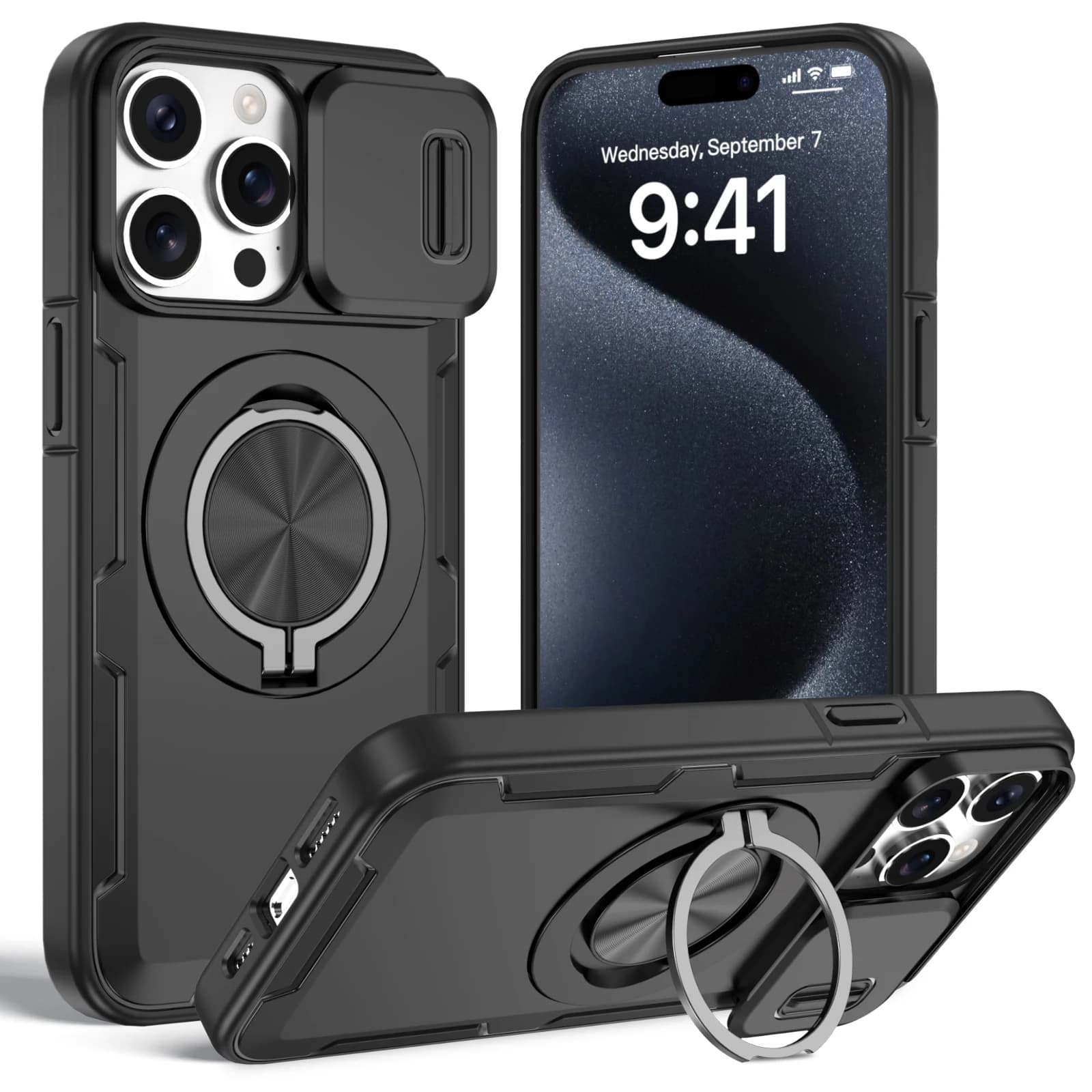 Custodia di Lusso Portatile con Cavalletto per iPhone 17 Pro Max, 12, 13, 14, 15 Plus, 16 Pro Max, iPhone 17 - Compatibile con MagSafe