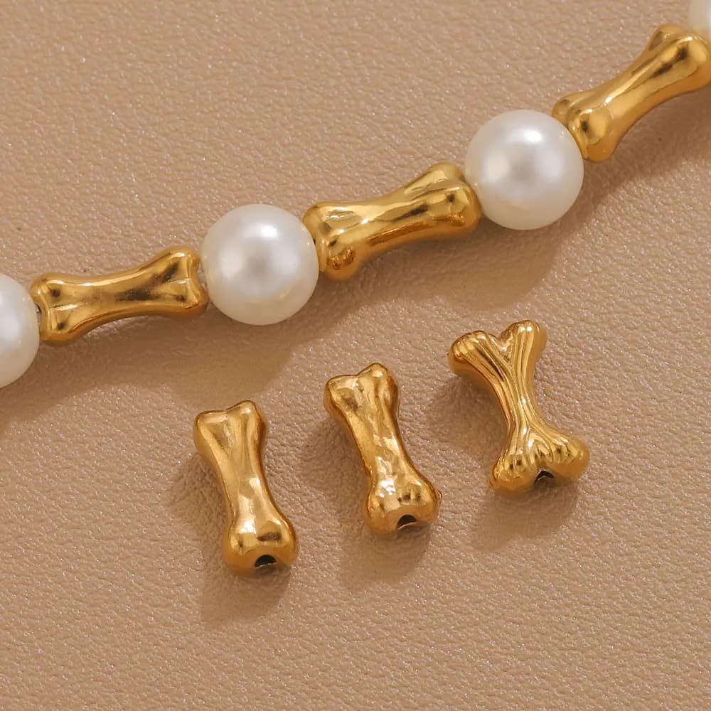 5pcs Stainless Steel Bone Sapcer Beads For Jewelry Making Bracelet Necklace Handmade Separators For Beads DIY Punk Loose Beads