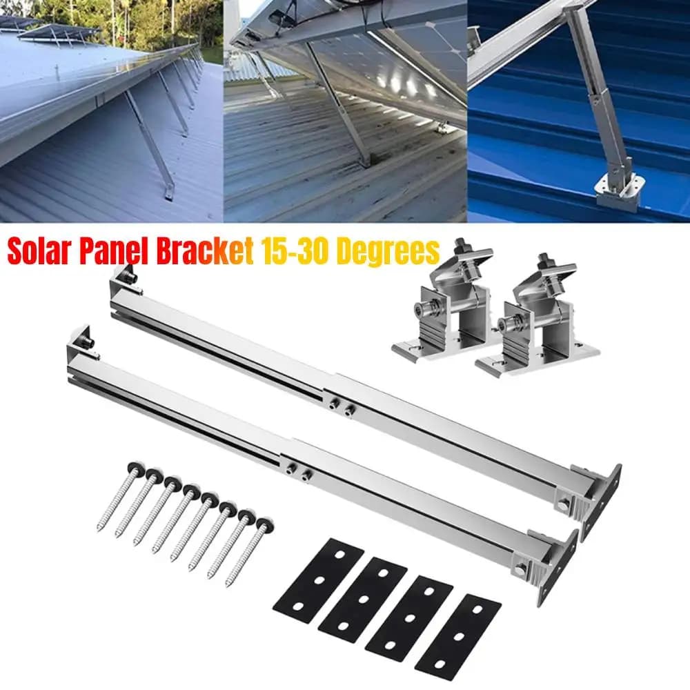 Staffe di montaggio inclinabili per pannelli solari regolabili per pannelli solari da 100 W-600 W Set di montaggio in alluminio per superficie piana sul tetto del camper da 15-30 gradi