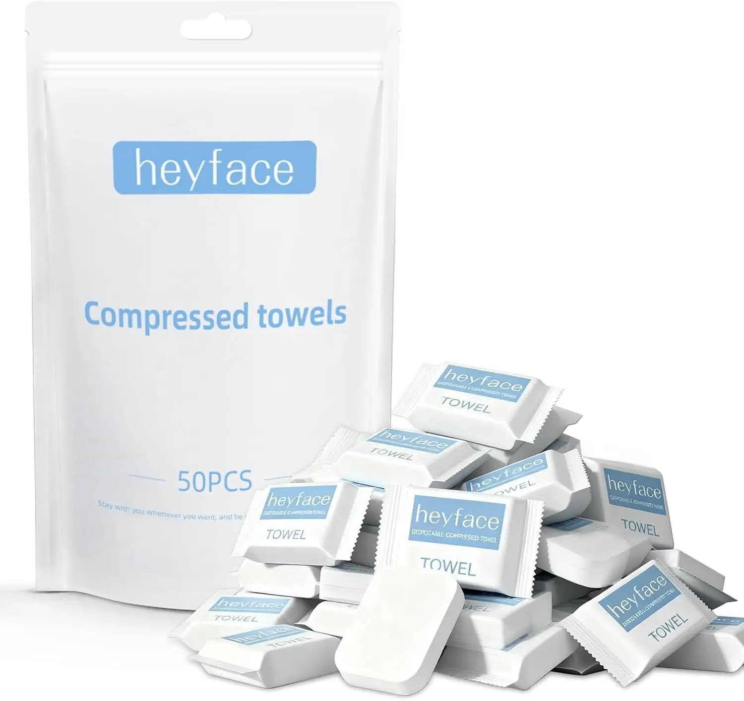 Compressed Towel Tablets 11.8x11 Inch 50 Pack Disposable Soft Washcloths for Travel Camping Daily Use Waterproof Carry Case