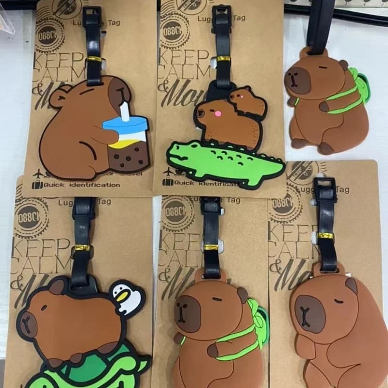 Accessori da viaggio Etichetta per bagagli Cartoon Capybara Valigia in PVC ID Addres Holder Bagagli Etichette d'imbarco Etichetta portatile