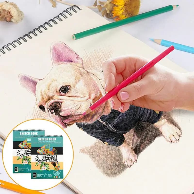 Art Pads For Drawing 3-Color Drawing Writing Notebook Top Spiral Bound Painting Sketch Pad Blank Art Creation Sketchbook Set Of