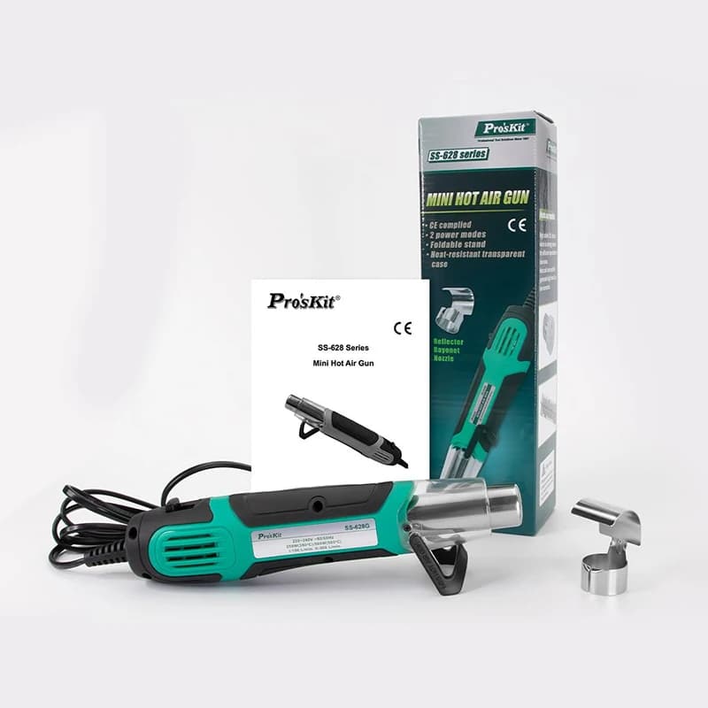 Pro'sKit 250W/500W Mini Hot Air Gun, 2‑Temperature Fast Heating Heat Gun for DIY, Paint Stripping, PVC Shrinking, Home Repair