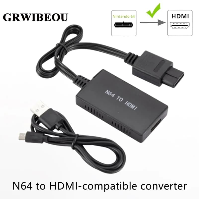 GRWIBEOU Converter Adapter from N64 to 1080P compatible HDMI for Nintendo N64 / SNES, HDMI Plug and Play compatible converter