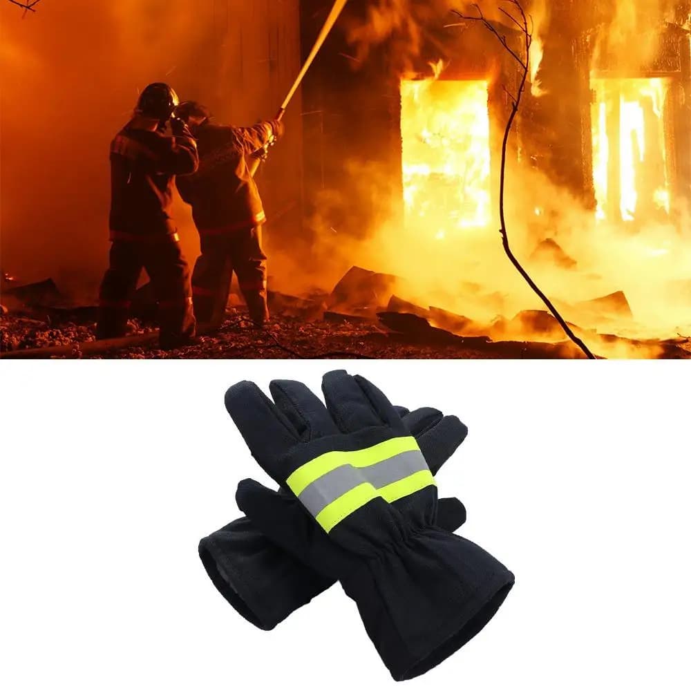 Guanti da pompiere ignifughi Guanti ignifughi resistenti al calore per saldatura Guanti resistenti al calore Addensare cinturino riflettente Guanti antincendio Saldatore